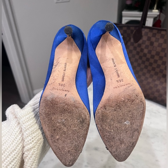 Manolo Hangisi 70MM Embellished Satin Pumps - Blue 38.5 - Picture 4 of 5
